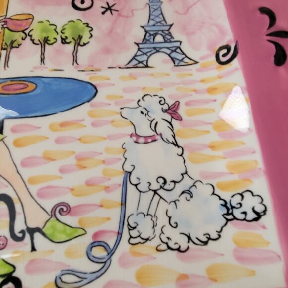 Jennifer Brinley Dinner Plates Cafe Girl  Set of Two SEE Below - Picture 5 of 8